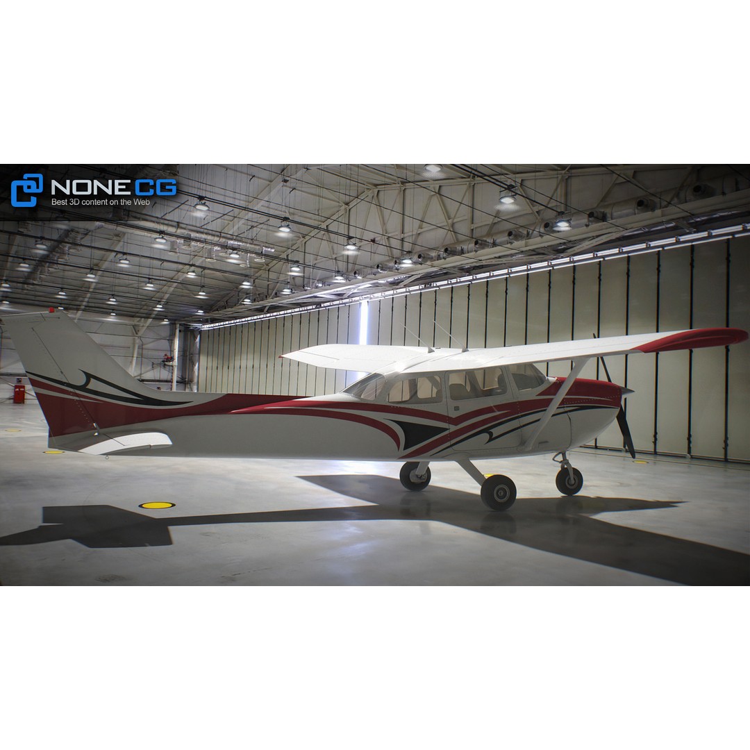 Cessna 172 3D Model – Low Poly Aircraft with PBR Textures, FBX - View 12