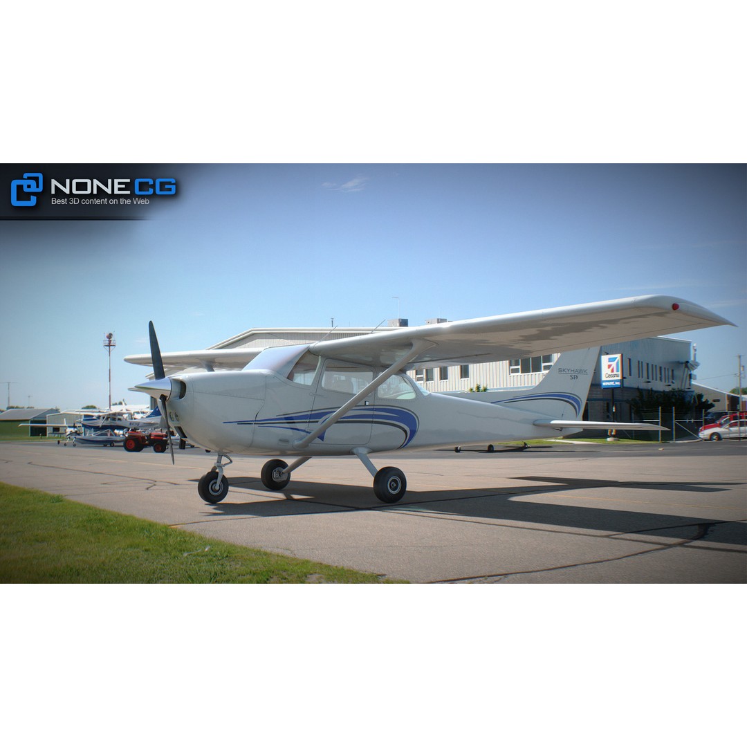Cessna 172 3D Model – Low Poly Aircraft with PBR Textures, FBX - View 13