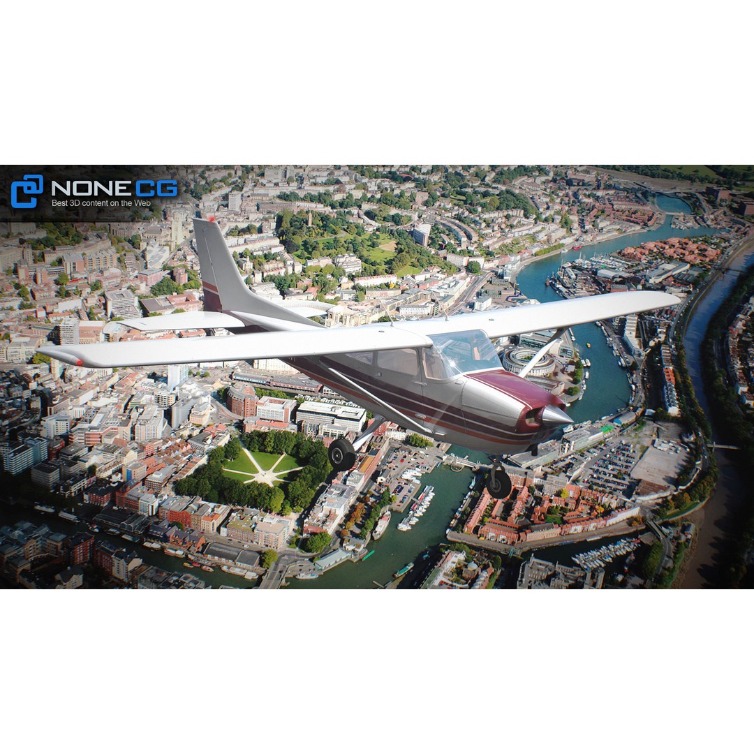 Cessna 172 3D Model – Low Poly Aircraft with PBR Textures, FBX - View 14