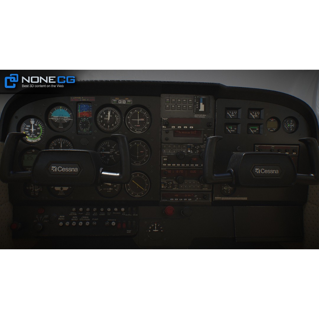 Cessna 172 3D Model – Low Poly Aircraft with PBR Textures, FBX - View 15