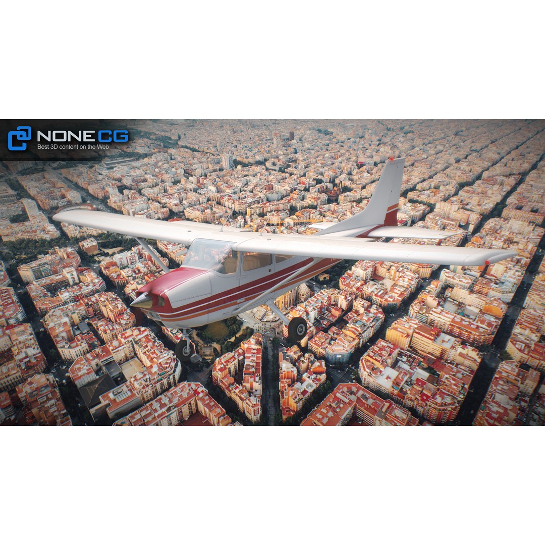 Cessna 172 3D Model – Low Poly Aircraft with PBR Textures, FBX - View 16