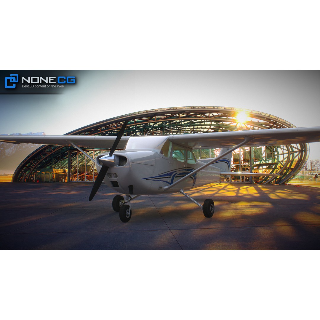 Cessna 172 3D Model – Low Poly Aircraft with PBR Textures, FBX - View 18