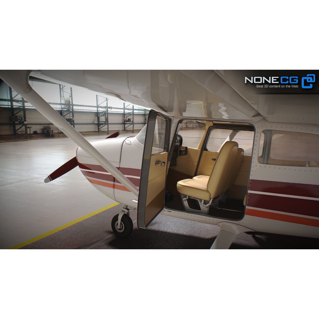 Cessna 172 3D Model – Low Poly Aircraft with PBR Textures, FBX - View 19