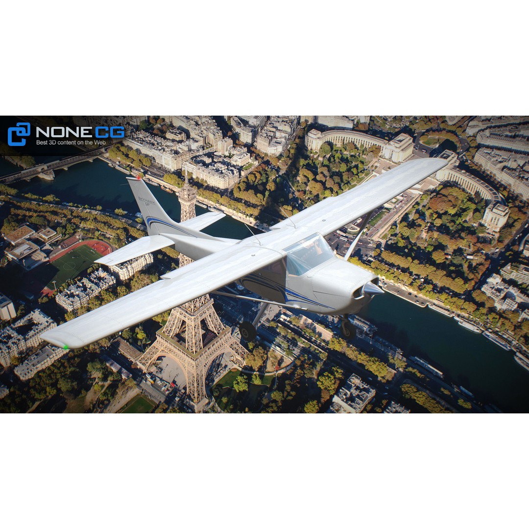 Cessna 172 3D Model – Low Poly Aircraft with PBR Textures, FBX - View 24