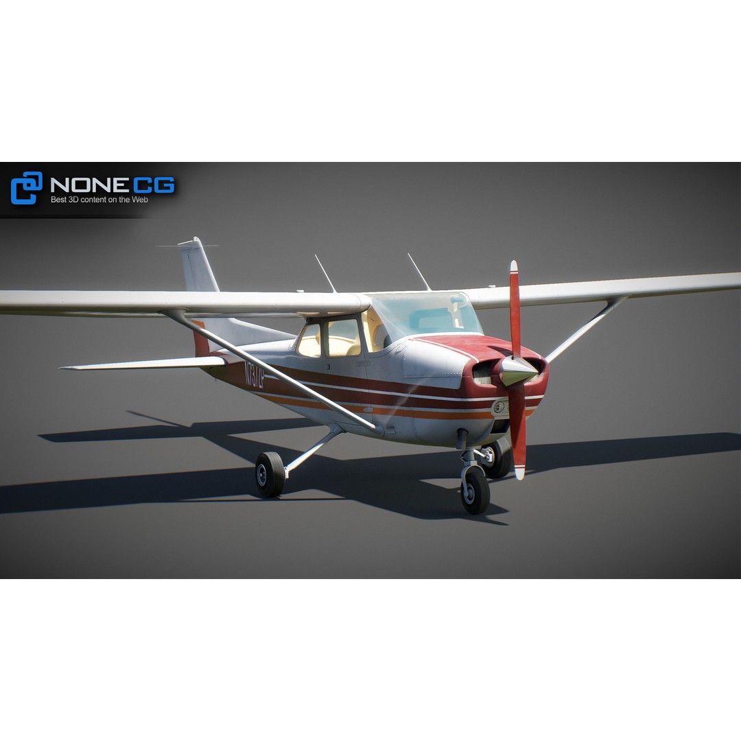Cessna 172 3D Model – Low Poly Aircraft with PBR Textures, FBX - View 26