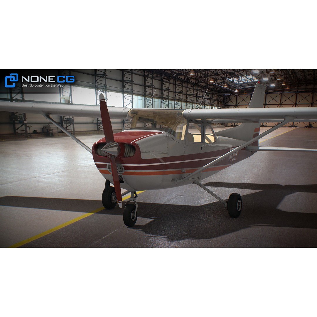 Cessna 172 3D Model – Low Poly Aircraft with PBR Textures, FBX - View 3