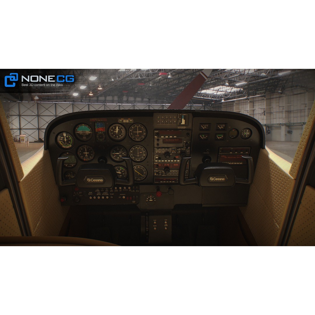Cessna 172 3D Model – Low Poly Aircraft with PBR Textures, FBX - View 36