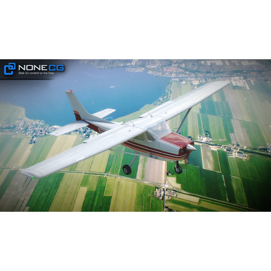 Cessna 172 3D Model – Low Poly Aircraft with PBR Textures, FBX - View 4
