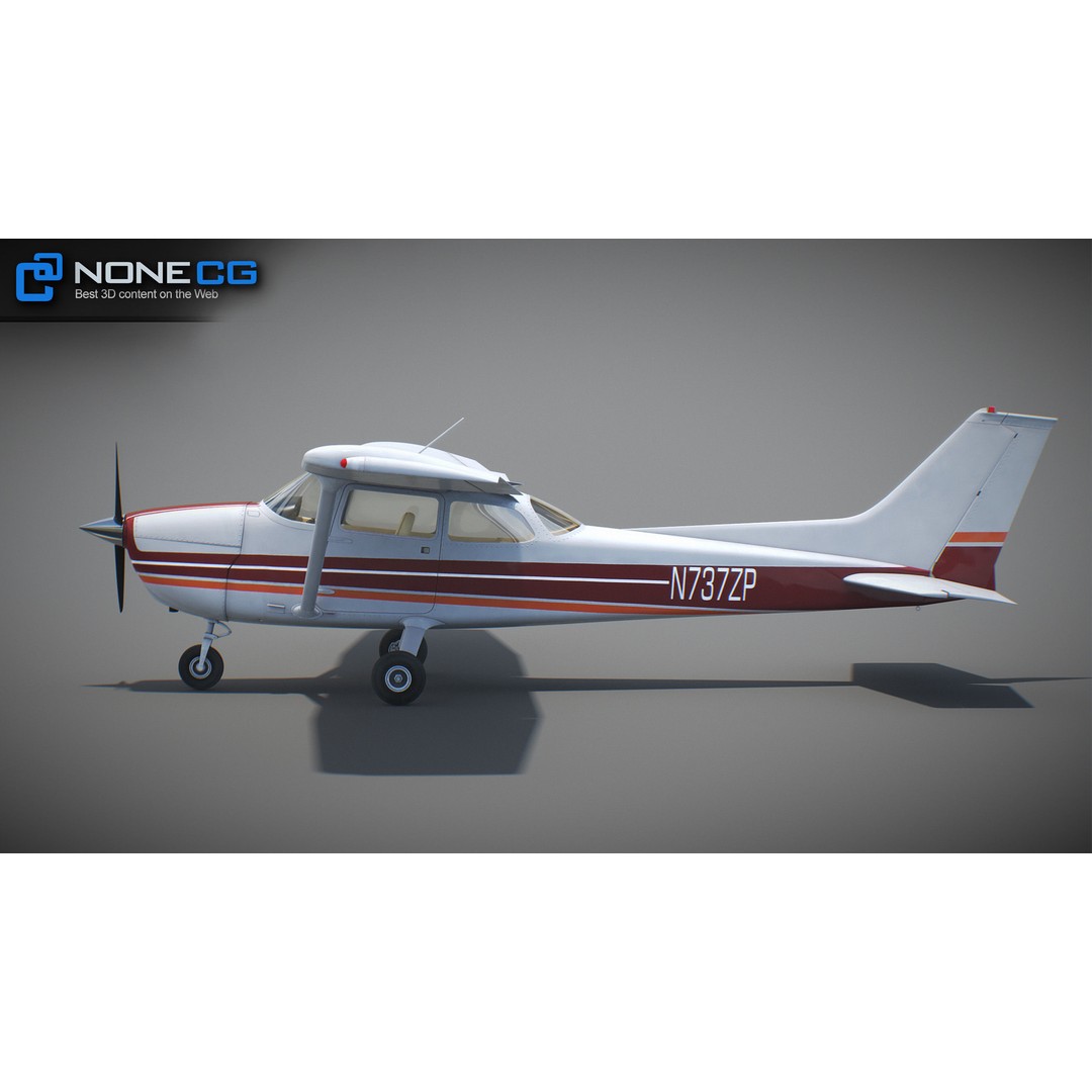 Cessna 172 3D Model – Low Poly Aircraft with PBR Textures, FBX - View 44