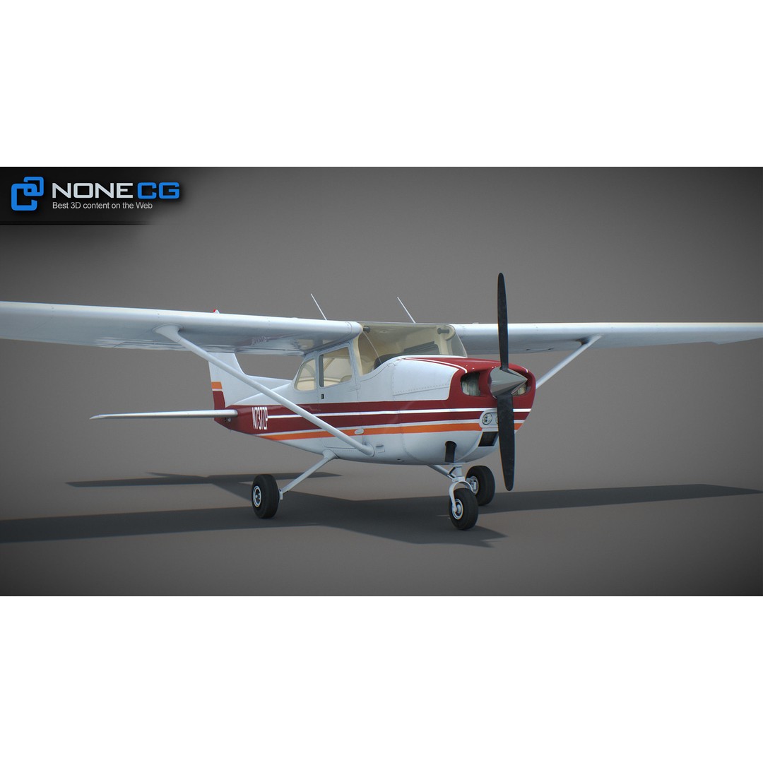 Cessna 172 3D Model – Low Poly Aircraft with PBR Textures, FBX - View 47