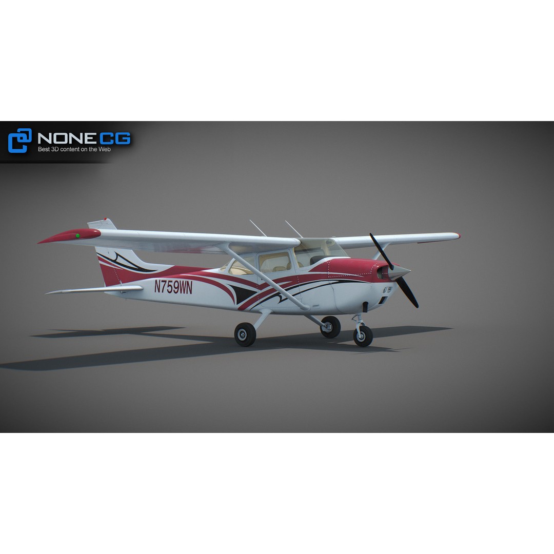 Cessna 172 3D Model – Low Poly Aircraft with PBR Textures, FBX - View 48