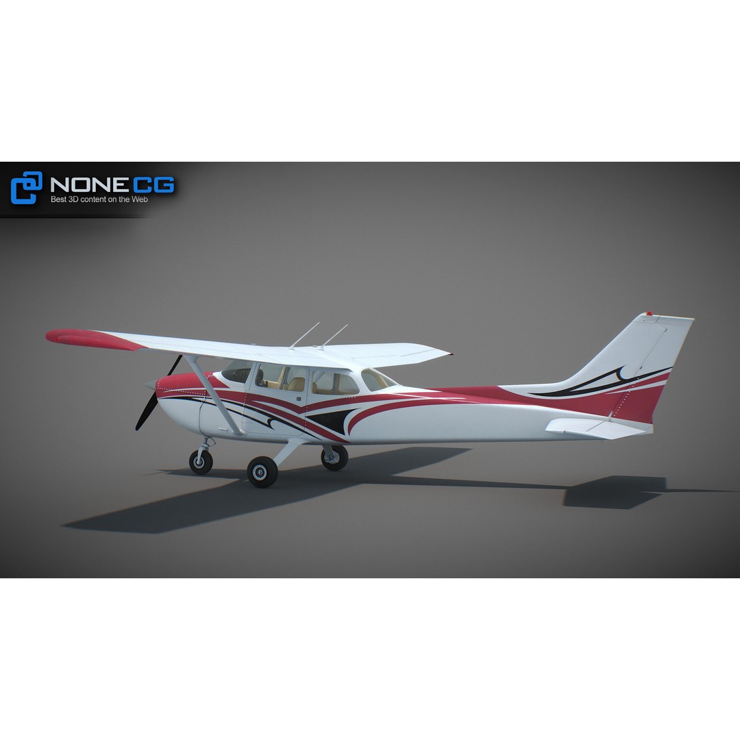 Cessna 172 3D Model – Low Poly Aircraft with PBR Textures, FBX - View 49
