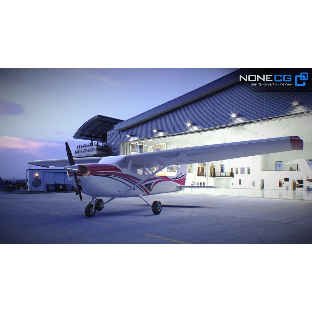 Cessna 172 3D Model – Low Poly Aircraft with PBR Textures, FBX - View 5
