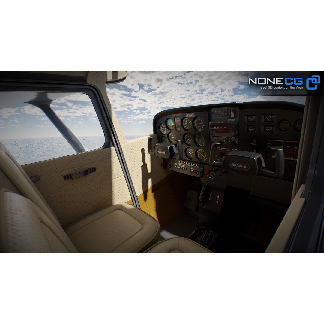 Cessna 172 3D Model – Low Poly Aircraft with PBR Textures, FBX - View 6
