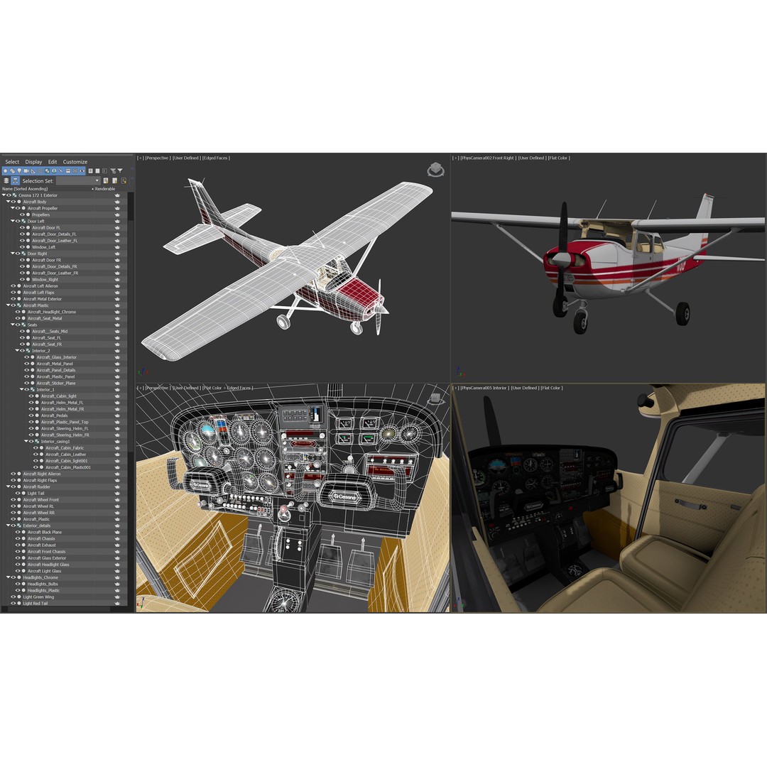 Cessna 172 3D Model – Low Poly Aircraft with PBR Textures, FBX - View 7