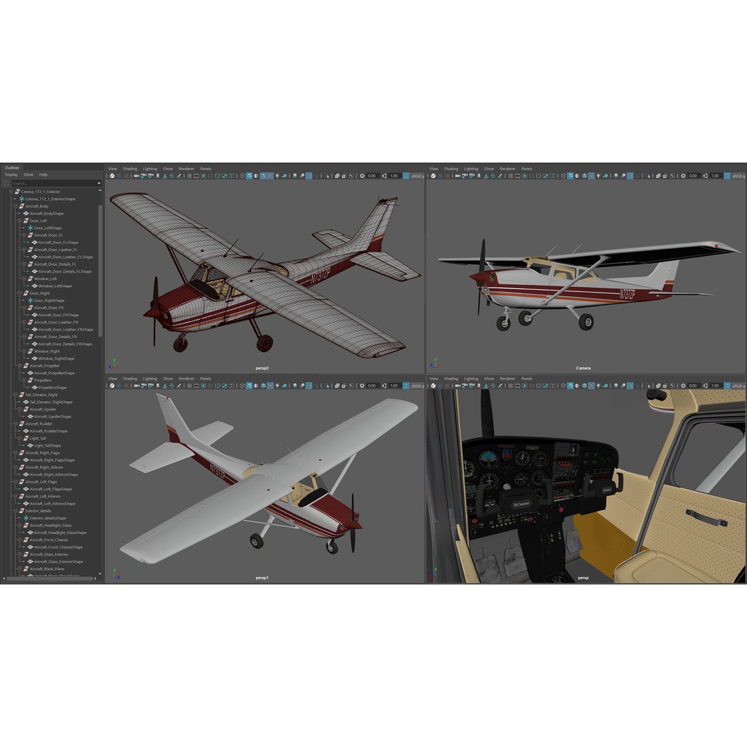 Cessna 172 3D Model – Low Poly Aircraft with PBR Textures, FBX - View 8