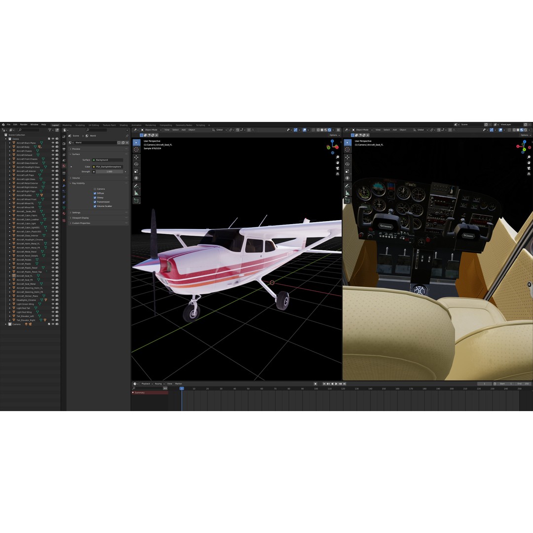 Cessna 172 3D Model – Low Poly Aircraft with PBR Textures, FBX - View 9