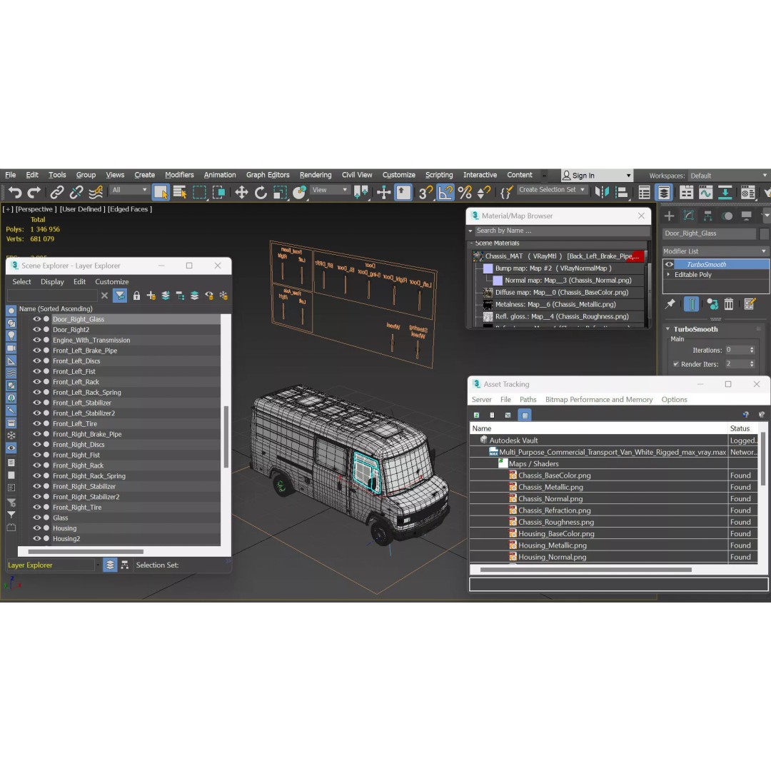 Multi Purpose Commercial Transport Van 3D Model – Rigged PBR Asset, FBX