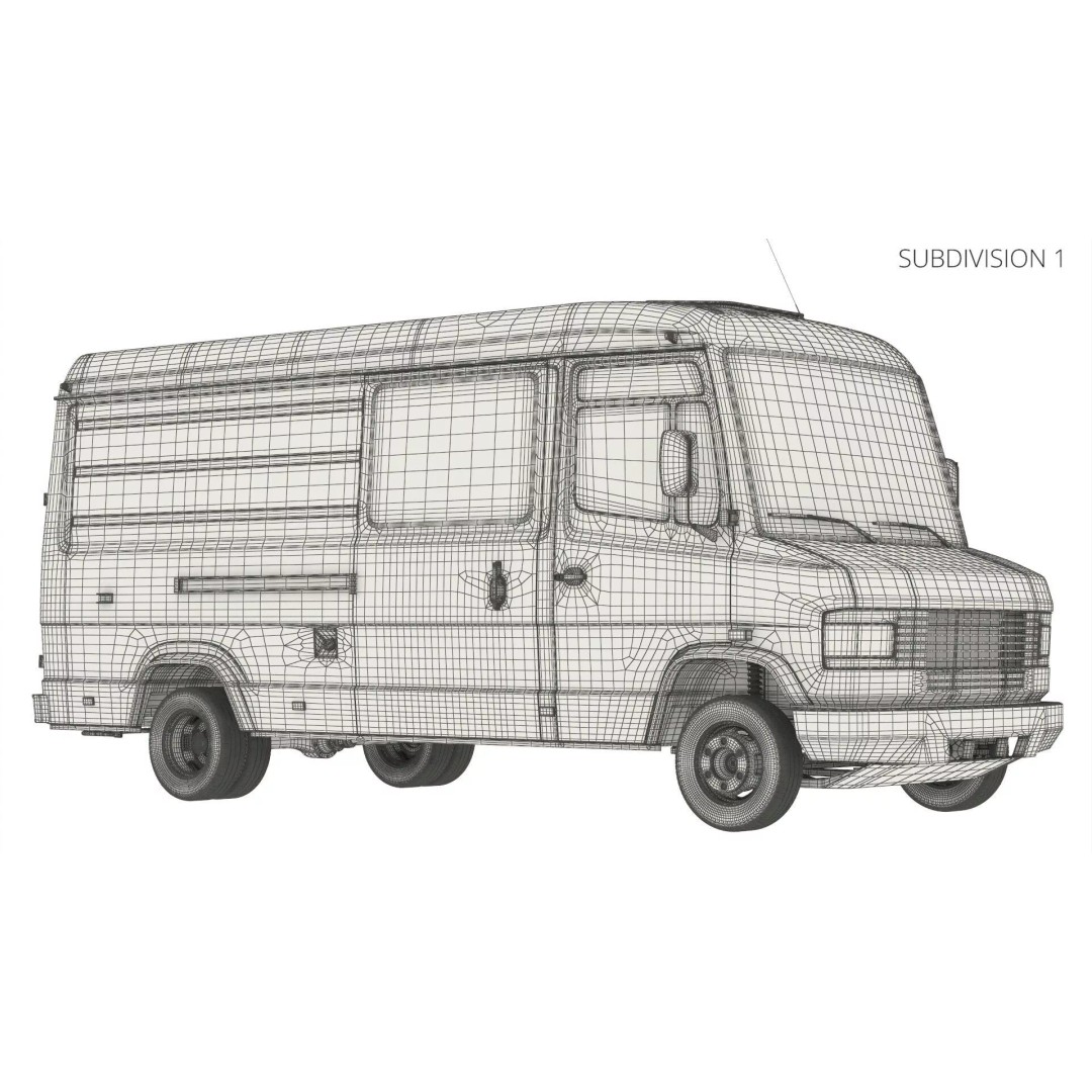 Multi Purpose Commercial Transport Van 3D Model – Rigged PBR Asset, FBX - View 16