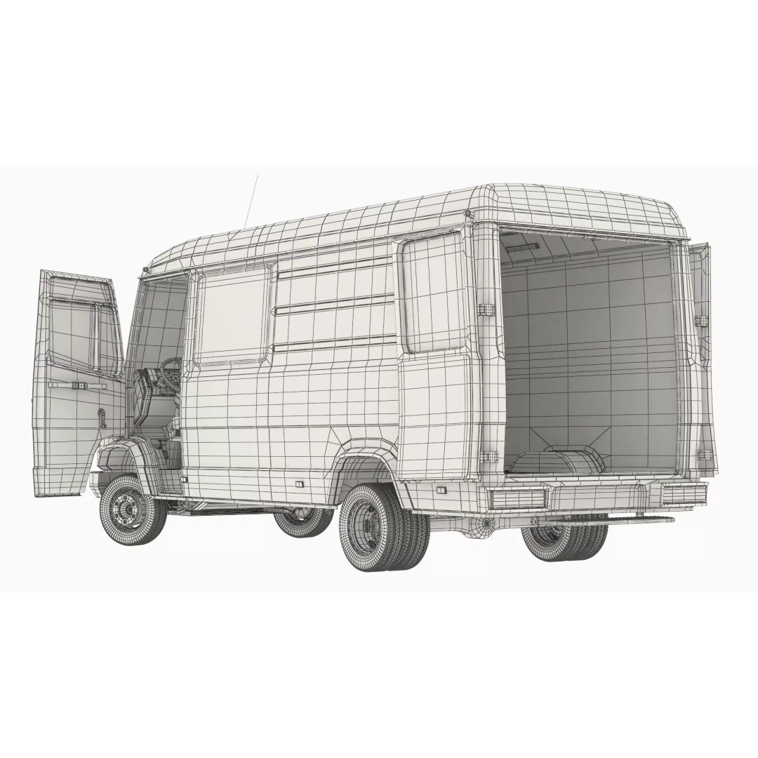 Multi Purpose Commercial Transport Van 3D Model – Rigged PBR Asset, FBX - View 17