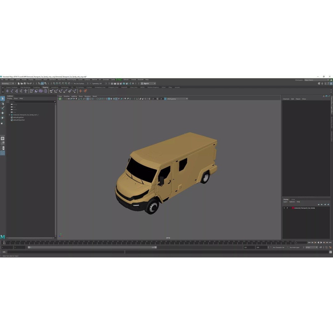 Armored Transport Car Sandy 3D Model – High Poly Military Vehicle, FBX