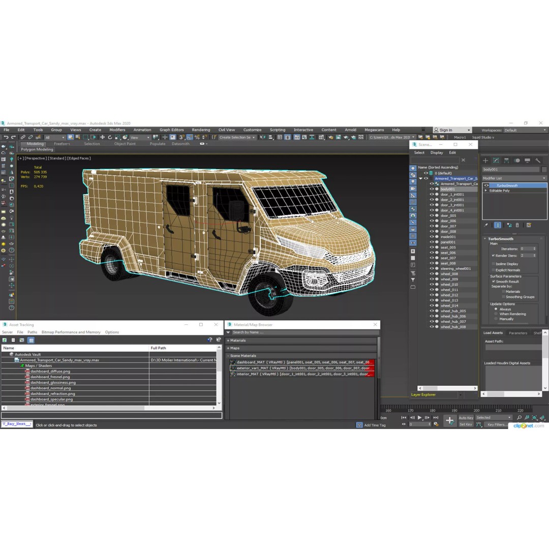 Armored Transport Car Sandy 3D Model – High Poly Military Vehicle, FBX - View 38