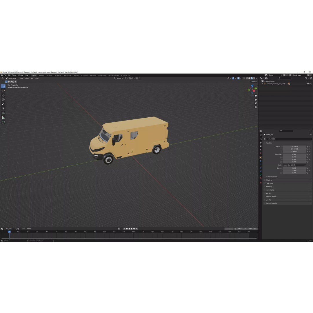 Armored Transport Car Sandy 3D Model – High Poly Military Vehicle, FBX - View 57