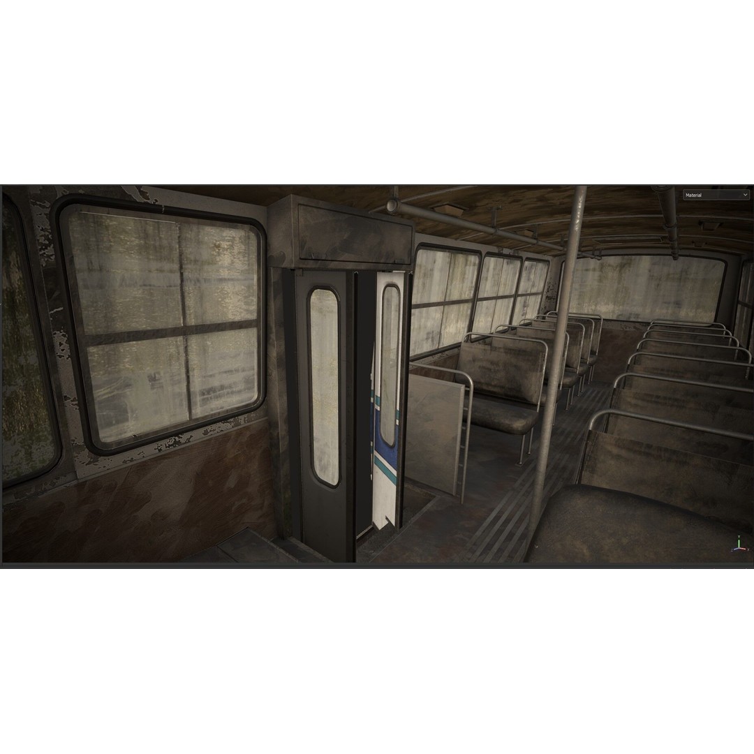 Mercedes-Benz 608D 3D Model – Low Poly Abandoned Bus with PBR Textures - View 14