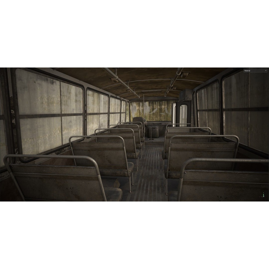 Mercedes-Benz 608D 3D Model – Low Poly Abandoned Bus with PBR Textures - View 16