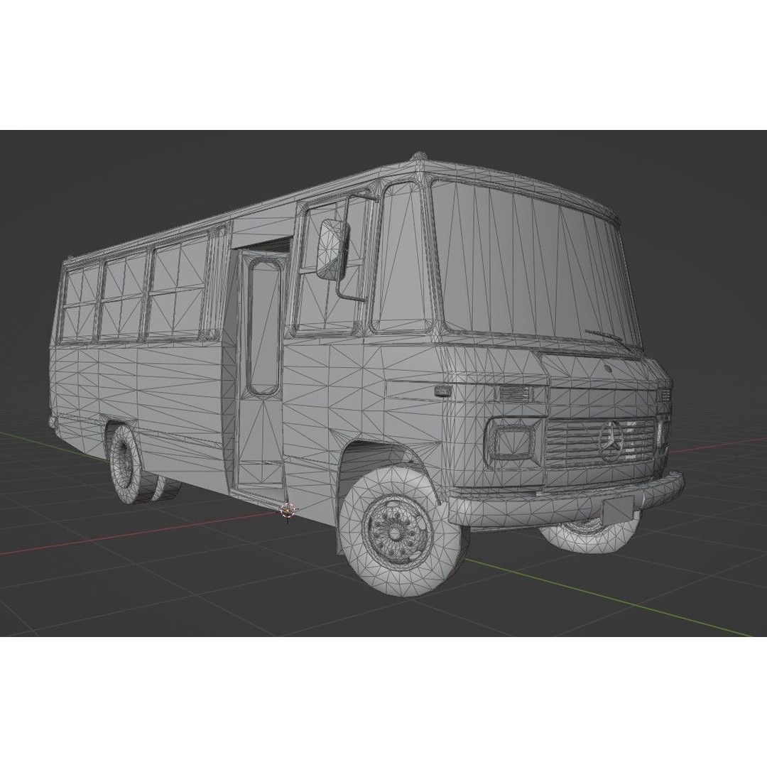 Mercedes-Benz 608D 3D Model – Low Poly Abandoned Bus with PBR Textures - View 19