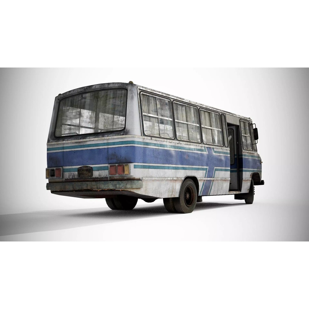 Mercedes-Benz 608D 3D Model – Low Poly Abandoned Bus with PBR Textures - View 5