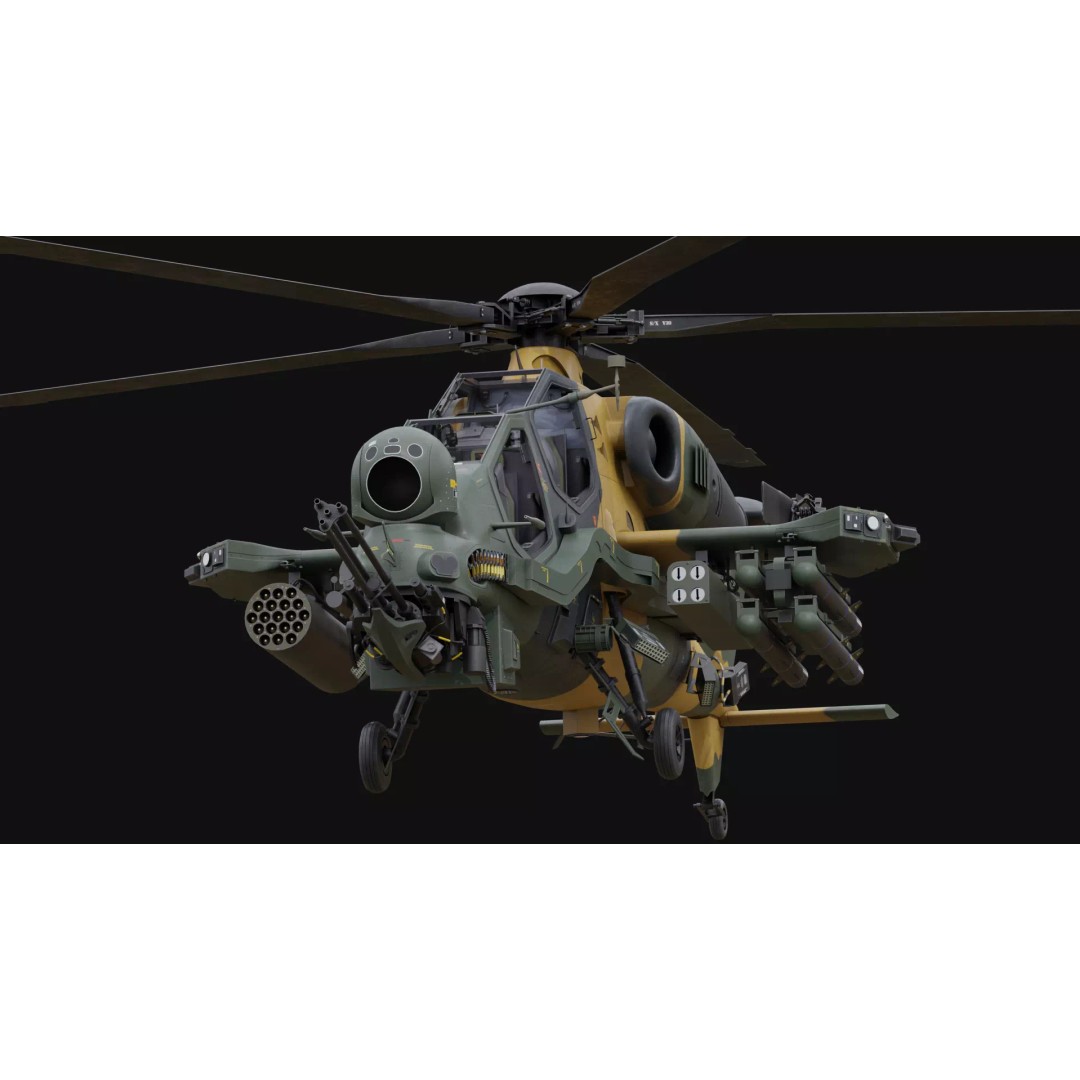 T129 ATAK 3D Model – High Poly Helicopter with PBR Textures, FBX - View 2