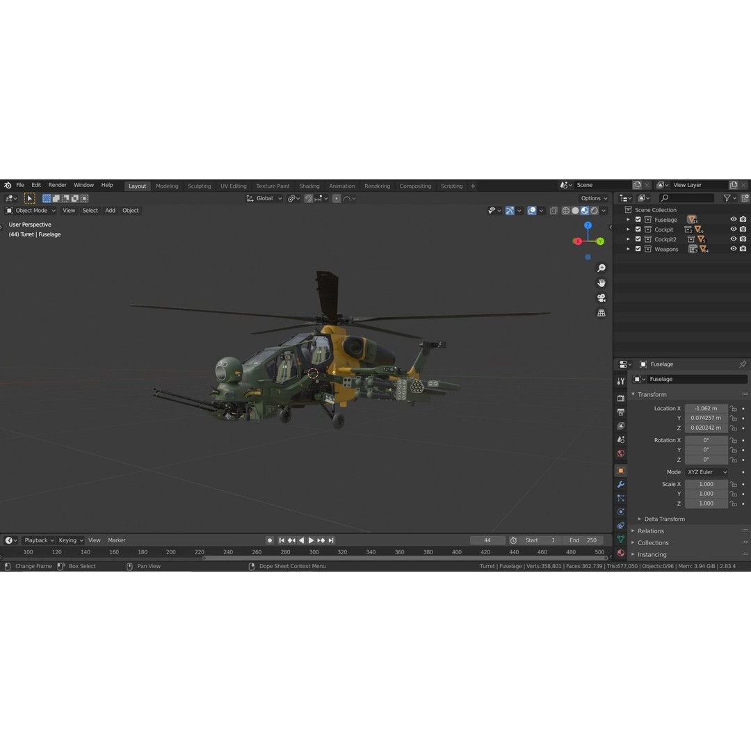 T129 ATAK 3D Model – High Poly Helicopter with PBR Textures, FBX - View 36