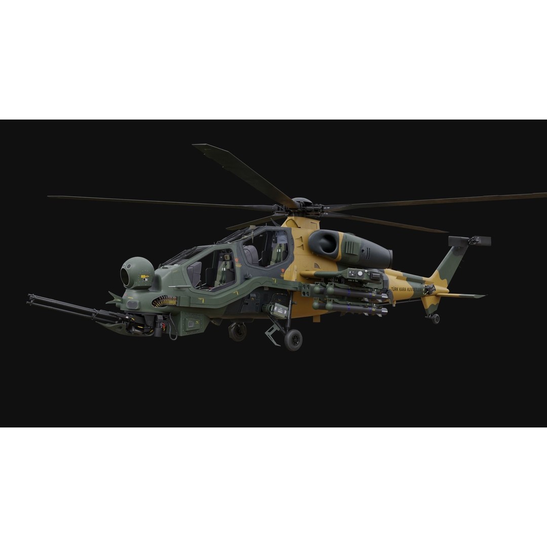 T129 ATAK 3D Model – High Poly Helicopter with PBR Textures, FBX - View 4