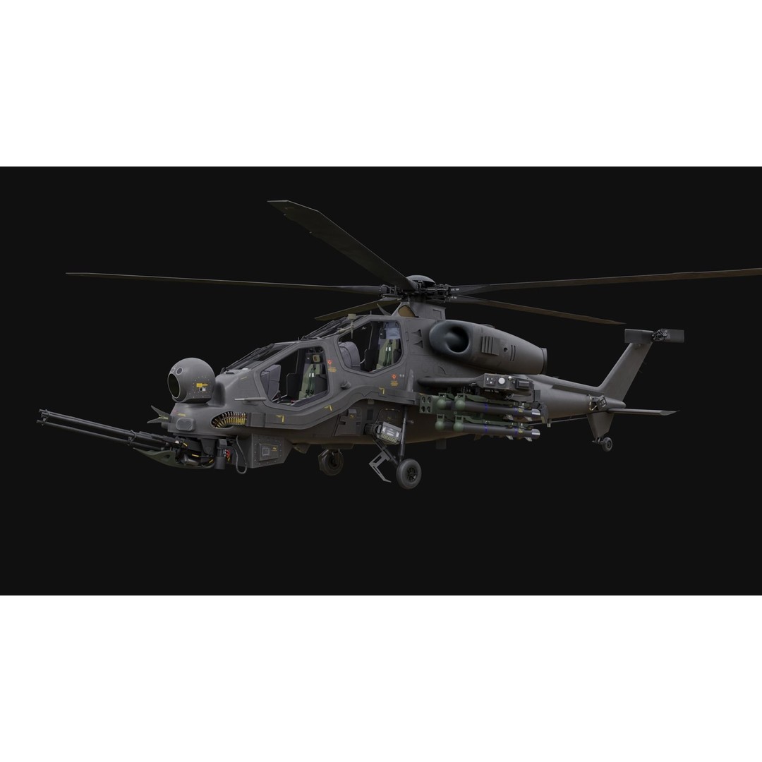 T129 ATAK 3D Model – High Poly Helicopter with PBR Textures, FBX - View 6
