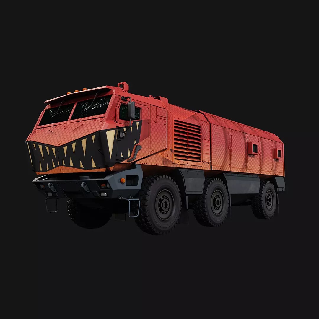 Military Truck 3D Model – Low Poly Game Asset, FBX, PBR Textures - View 2