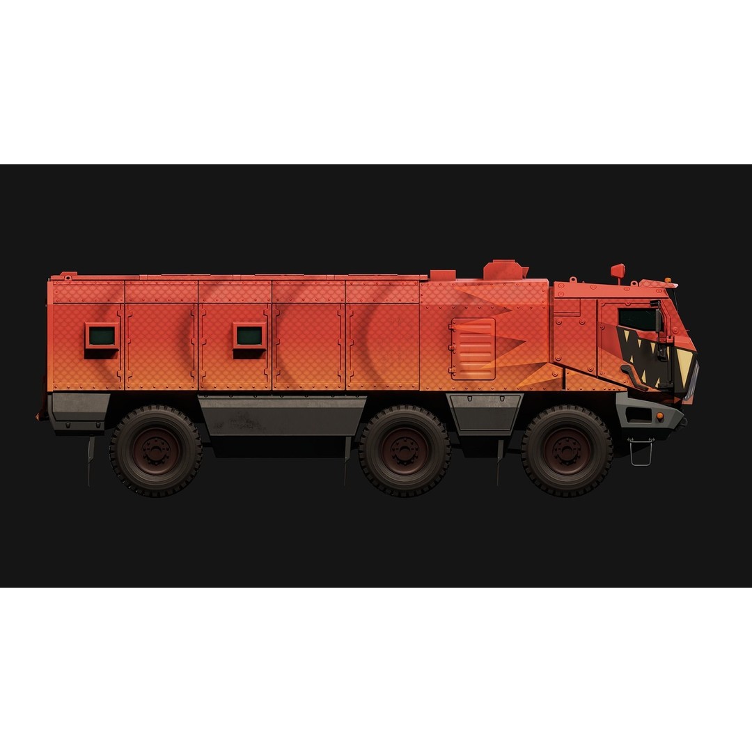 Military Truck 3D Model – Low Poly Game Asset, FBX, PBR Textures - View 7