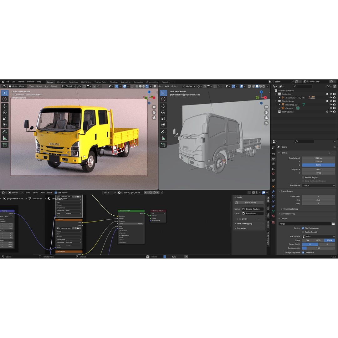 ISUZU ELF Light Cargo Truck 3D Model – High Poly PBR Asset, Blender, FBX, OBJ - View 13
