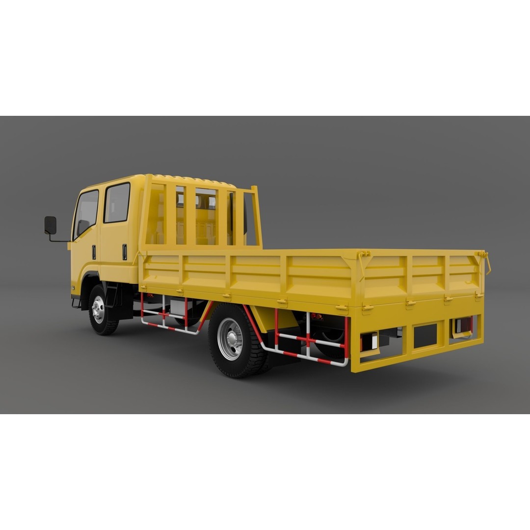 ISUZU ELF Light Cargo Truck 3D Model – High Poly PBR Asset, Blender, FBX, OBJ - View 4