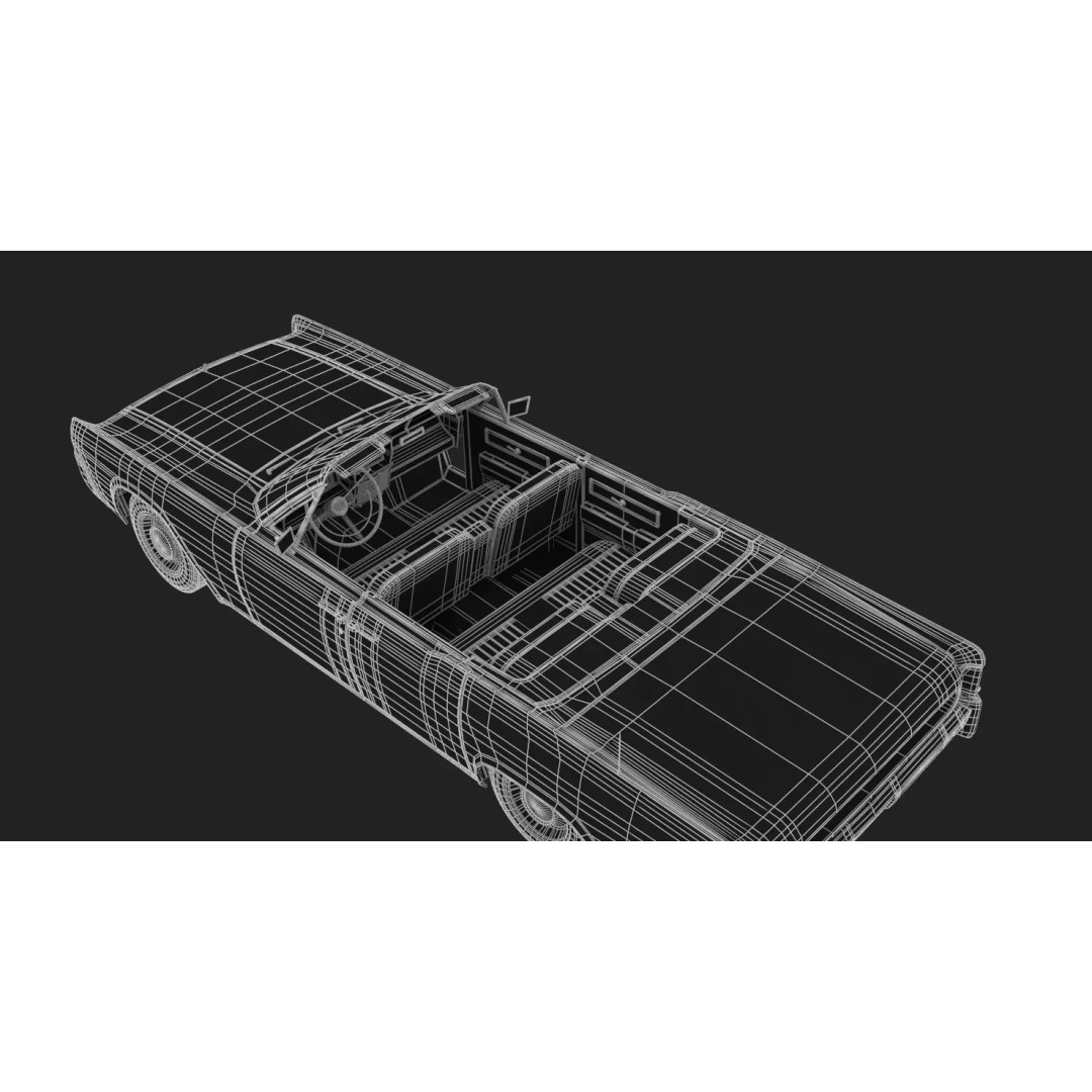 1962 Lincoln Continental Convertible 3D Model – High Poly Luxury Car, FBX