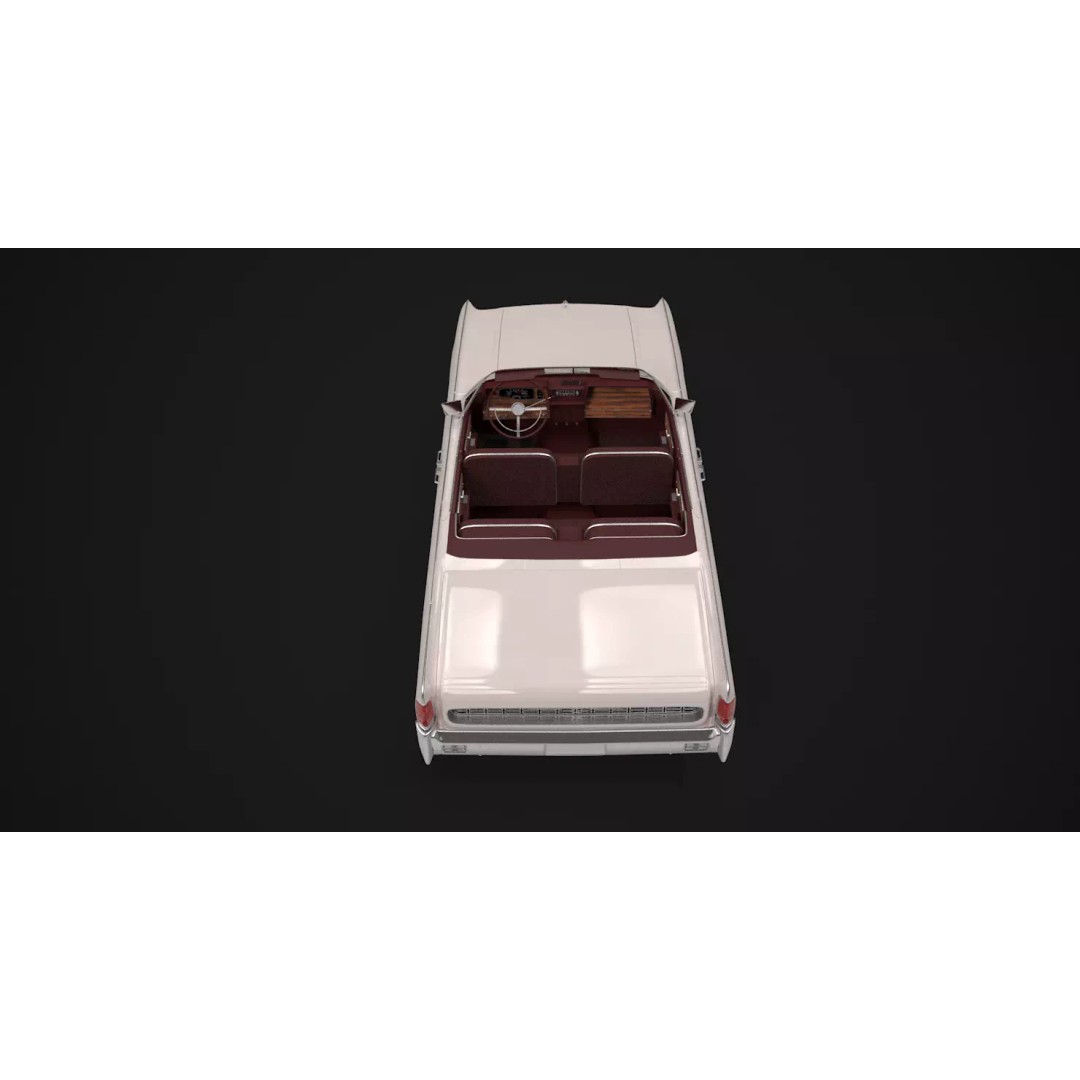 1962 Lincoln Continental Convertible 3D Model – High Poly Luxury Car, FBX - View 11