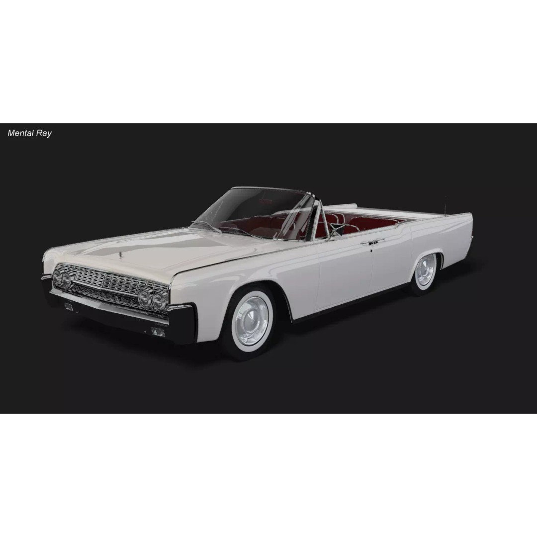 1962 Lincoln Continental Convertible 3D Model – High Poly Luxury Car, FBX - View 12
