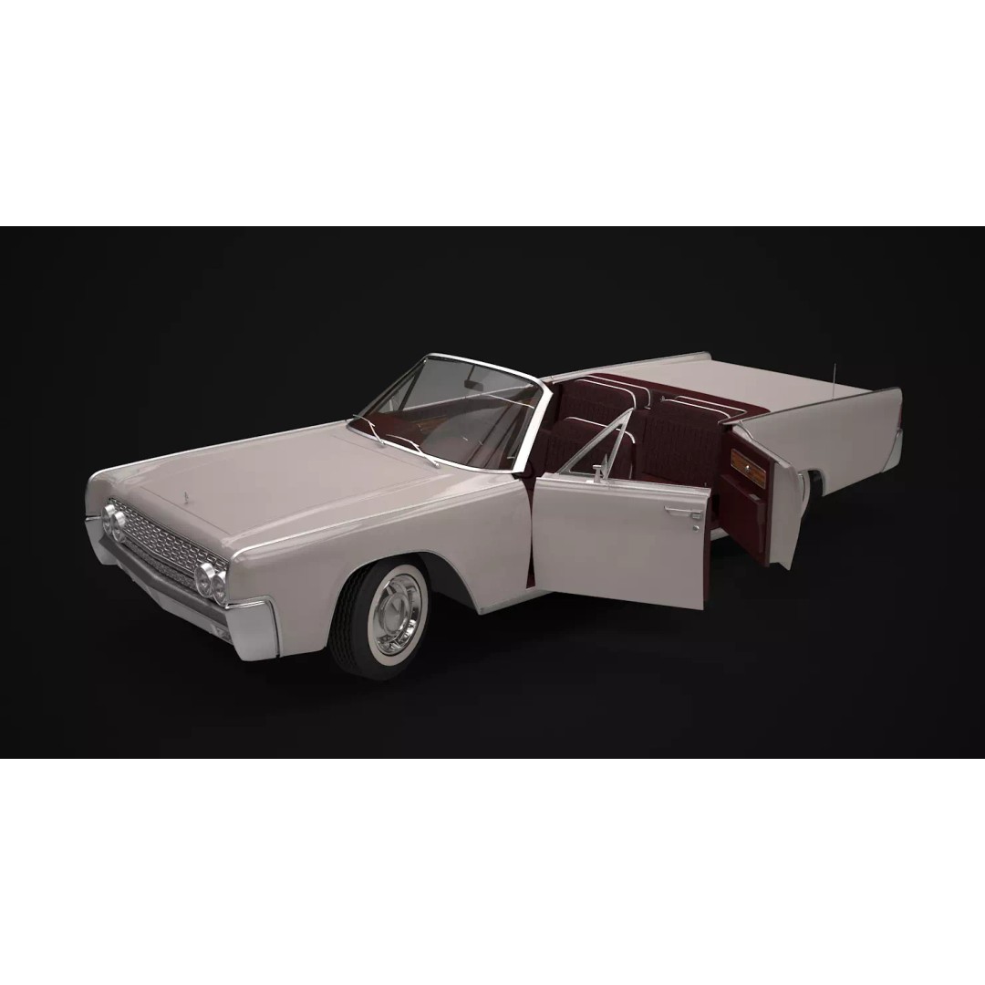 1962 Lincoln Continental Convertible 3D Model – High Poly Luxury Car, FBX - View 13