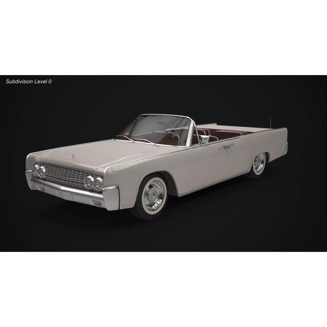 1962 Lincoln Continental Convertible 3D Model – High Poly Luxury Car, FBX - View 14