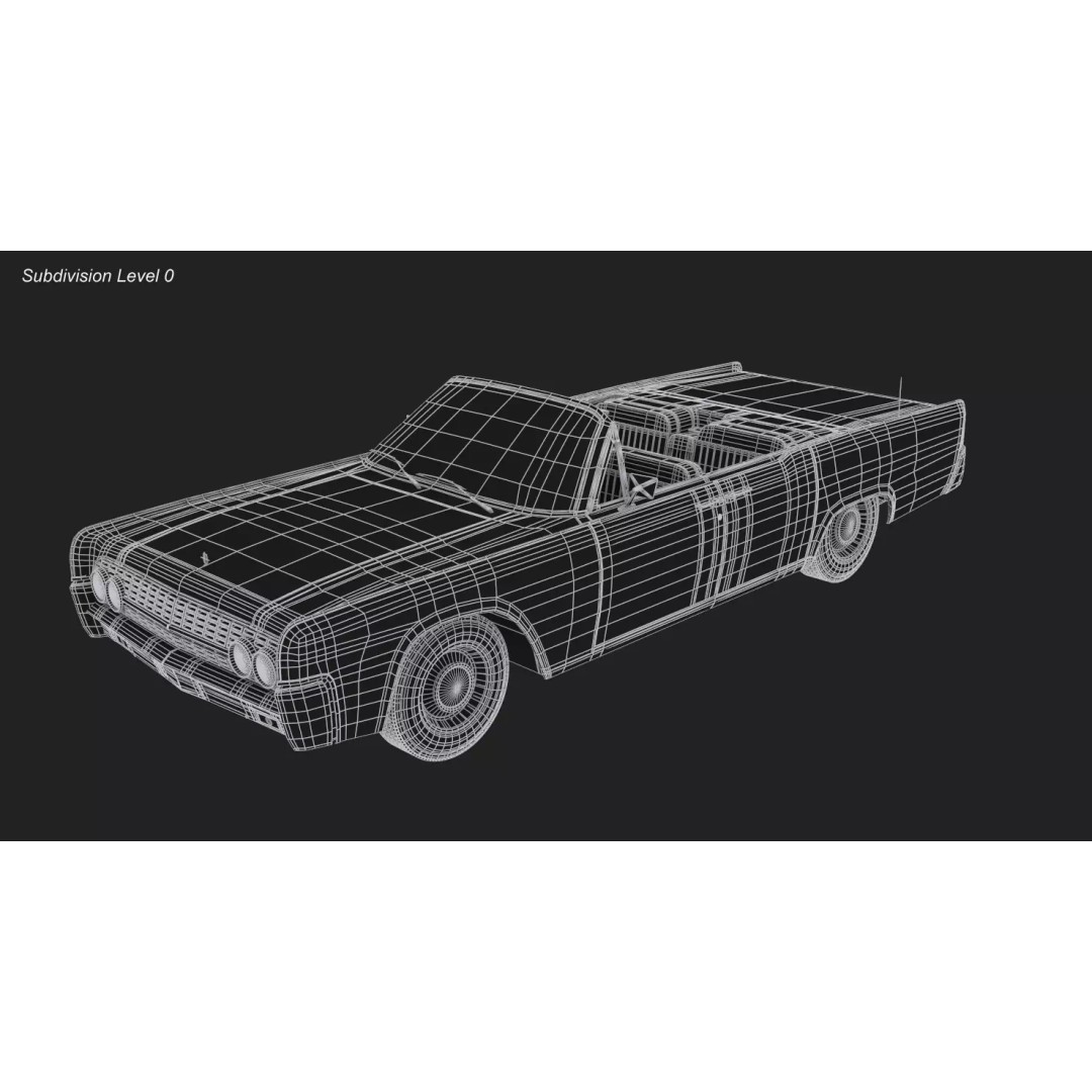 1962 Lincoln Continental Convertible 3D Model – High Poly Luxury Car, FBX - View 15
