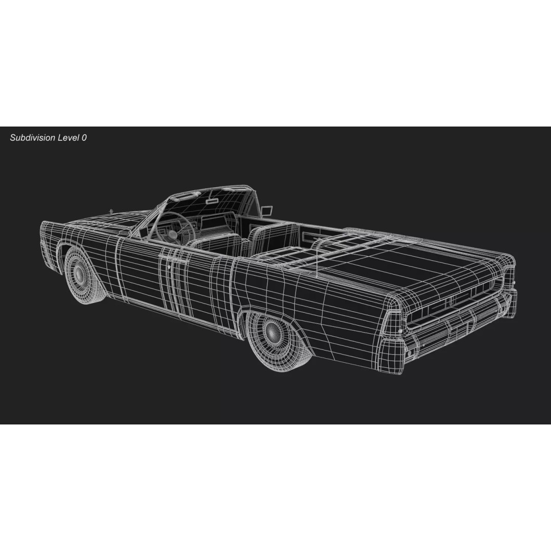 1962 Lincoln Continental Convertible 3D Model – High Poly Luxury Car, FBX - View 17