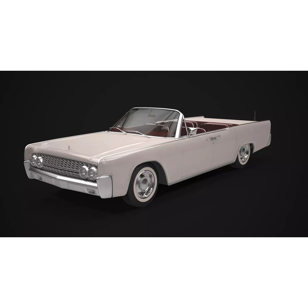 1962 Lincoln Continental Convertible 3D Model – High Poly Luxury Car, FBX - View 2