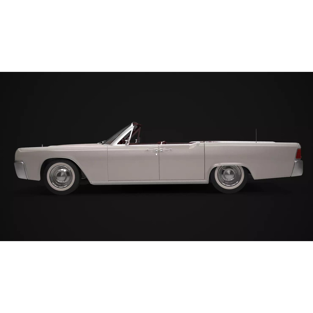 1962 Lincoln Continental Convertible 3D Model – High Poly Luxury Car, FBX - View 3