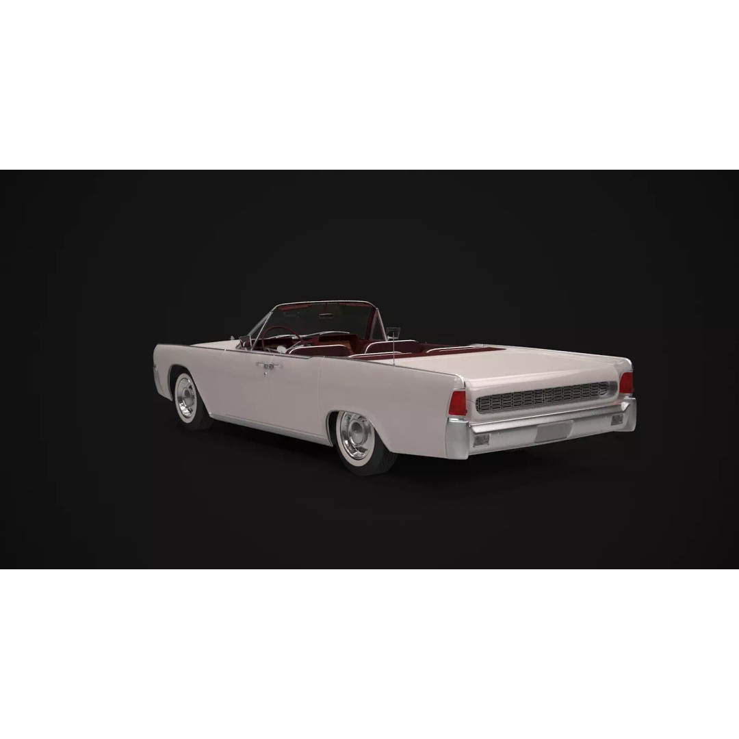 1962 Lincoln Continental Convertible 3D Model – High Poly Luxury Car, FBX - View 4