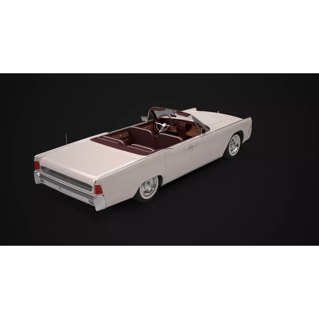 1962 Lincoln Continental Convertible 3D Model – High Poly Luxury Car, FBX - View 5